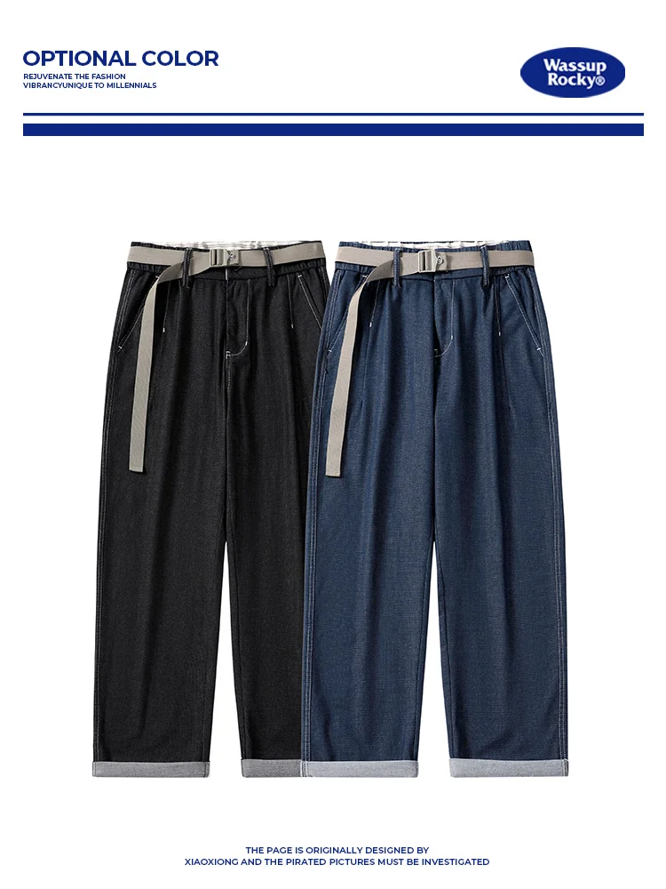 Wassup Rocky American Fashion Brand Washed Jeans Men's Spring Loose Straight All-Match Casual Long Pants