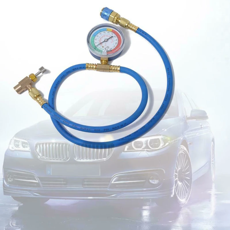

Автомобильный шланг R134A для кондиционера, шланг для зарядки хладагента, с манометром, инструмент для ремонта автомобильного кондиционера