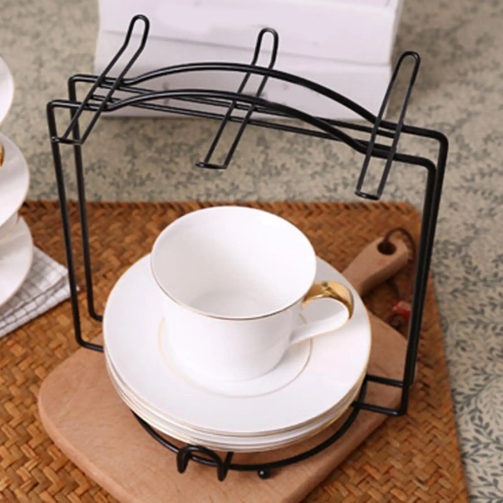 

Coffee Cup and Saucer Display Rack Hold 6 Coffee Cups and 6 Plates Mug Rack for Kitchen