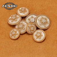 10pcs 20mm snowflake shape gold rhinestone buttons clothing decoration accessories buttons beautiful metal buttons for clothing