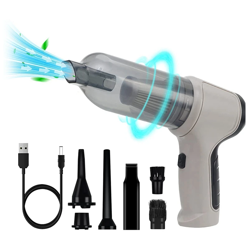 

Compressed Air Duster 3-In-1 Mini Vacuum Reusable Rechargeable Cordless Dust Blower Cleaner