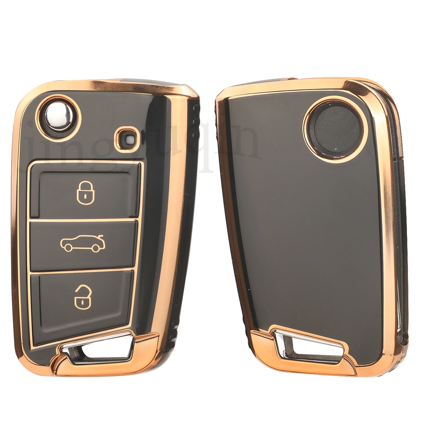 Jingyuqin ТПУ Чехол Для Ключей От Машины 3BTN Складной Брелок VW Volkswagen Golf 7 MK7 Tiguan MK2 Seat Ateca