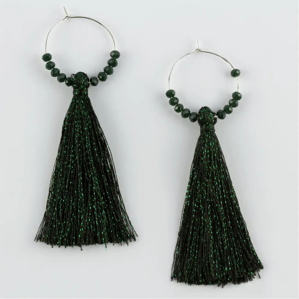 

Silvery Crystal Cubic Zirconia Ring Tassel Earrings