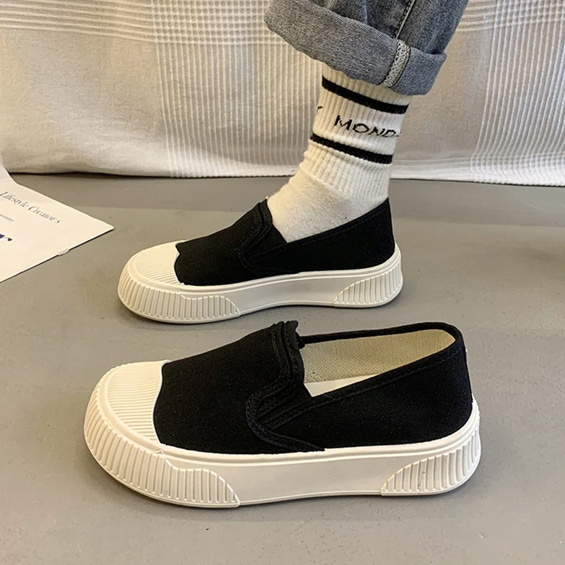 

Shoes Woman 2022 Soft Casual Female Sneakers Espadrilles Platform Round Toe Slip-on Creepers Shallow Mouth Autumn New Comfortabl