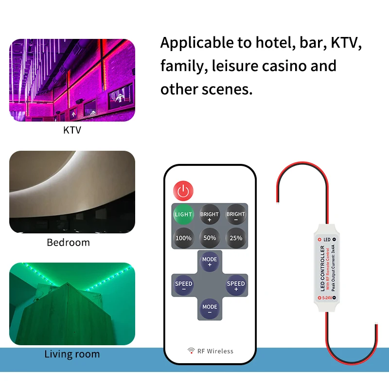 

DC 5V - 24V RF LED Controller MINI LED Dimmer Remote Wireless Control Magic Home For 2835 5630 5730 Single Color LED Strip