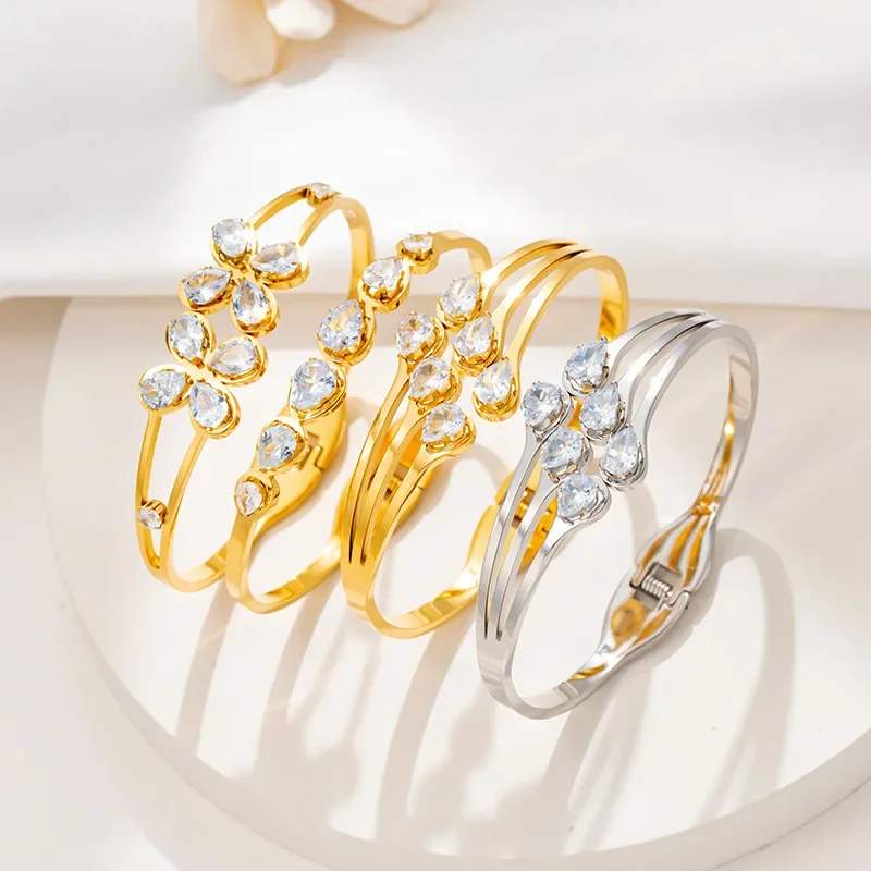 Роскошный браслет из титановой стали в европейском стиле с большими