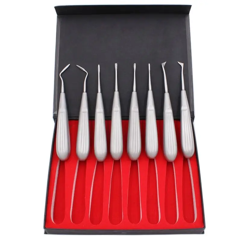 8Pcs/Set High Quality Stainless Steel Dental Elevator Oral Tooth Loosening Root Extraction Kit Dentist Tools Lab Instrument