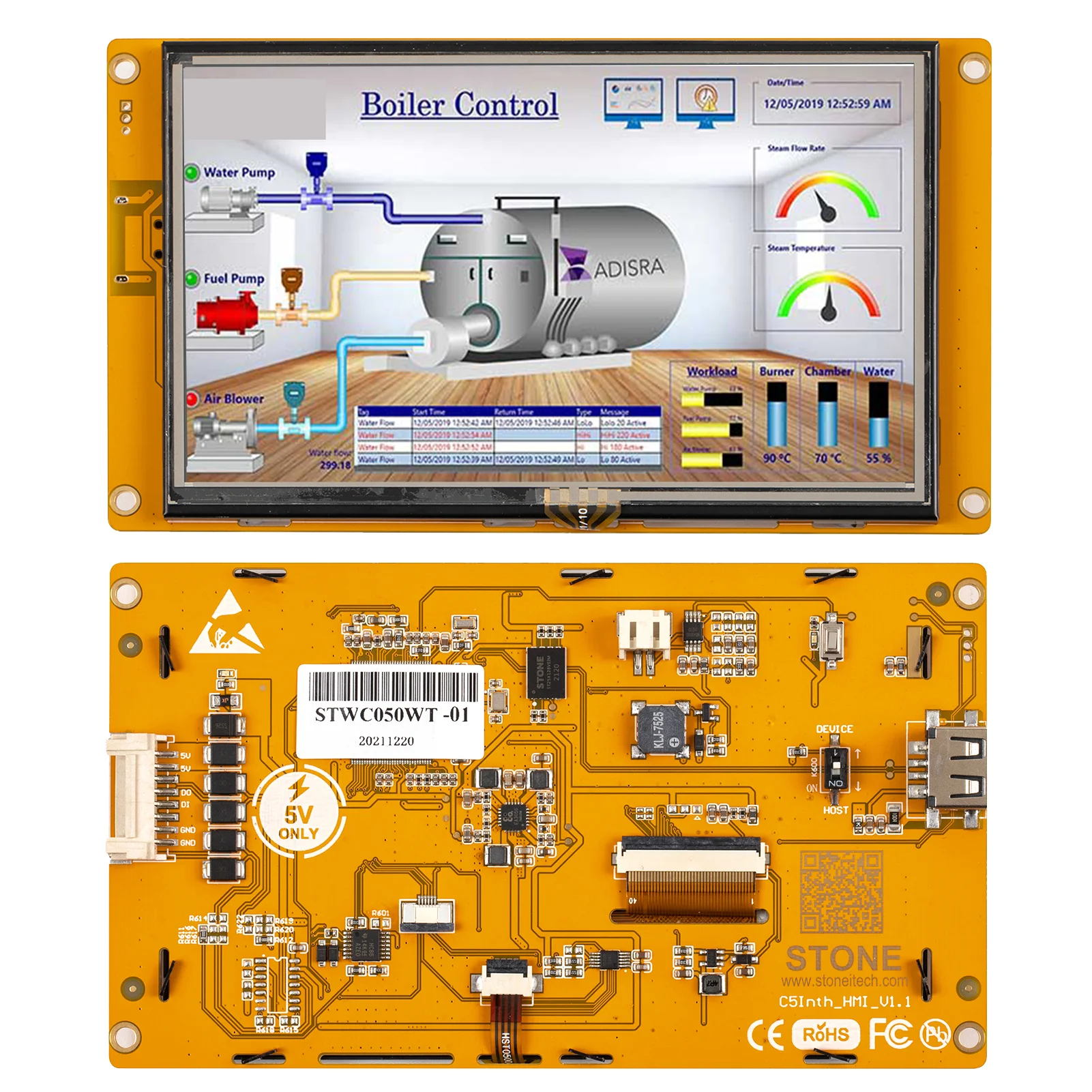 4.3 to 10.1 Inch HMI Smart TFT LCD Display Module with Control Board and RS232 Port For Arduino ESP32 Project and Industry Use