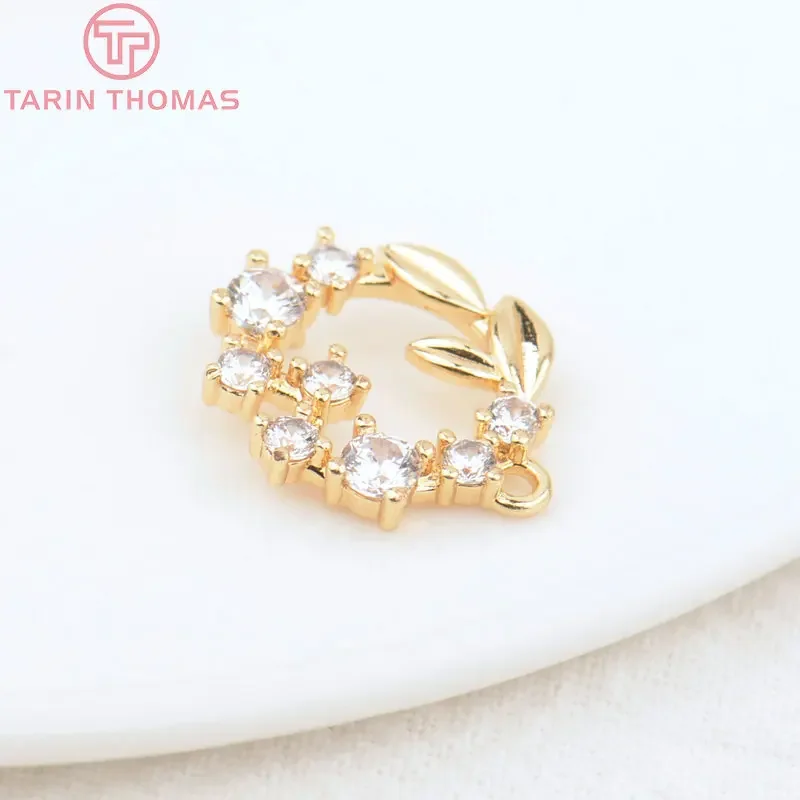 (3962) 4 шт. 14 мм отверстие 1 24-каратное золото латунь с цирконом подвески Anadem