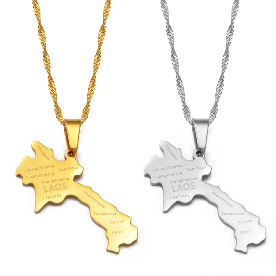 Ожерелья с подвеской в виде карты Лаосской Народной Республики Anniyo лаосские
