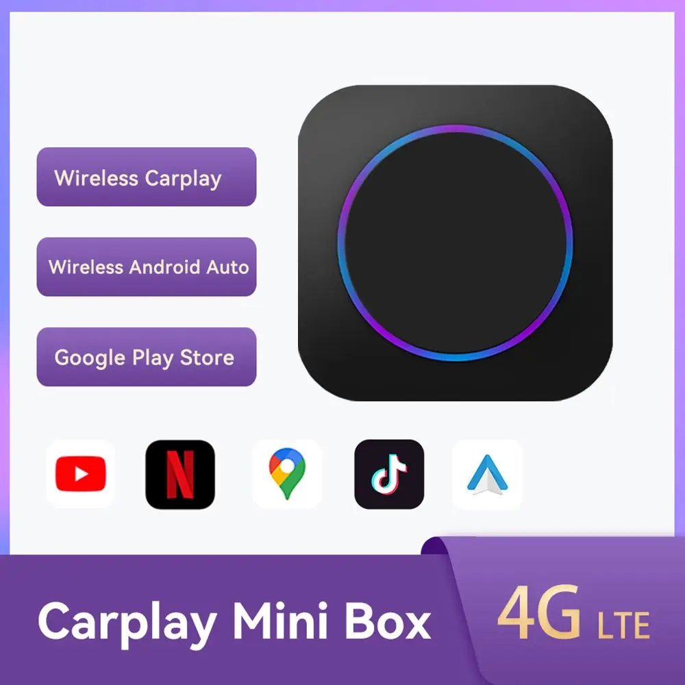 

Ninephi Wireless Carplay Mini AI Box Apple Carplay Android Auto Youtube Netflix Play for Audi Benz Mazda Toyota 4G LTE GPS