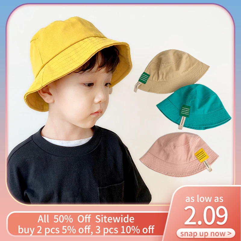 

Soild Color Children Fisherman Cap Korean Fashion Kids Bucket Hat Cotton Casual Panama Basin Cap For Boy Girl Sun Visors 어린이모자