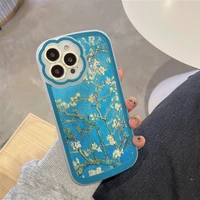 retro aesthetic painting pricot flowers soft case for iphone 13 12 11 pro max xs x xr floral camera lens protective back cover