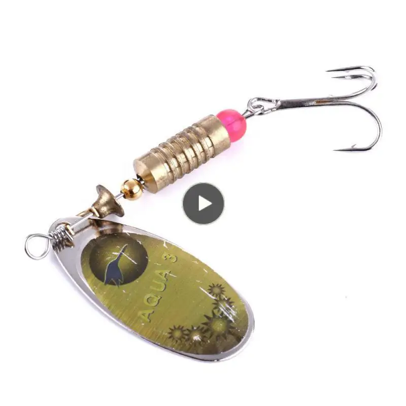 

All Copper Spoon Rotating Sequin Bait Metal Vib Sinking Spinner Fishing Accessories Three Hooks Hard Bait Reflective New Arrival