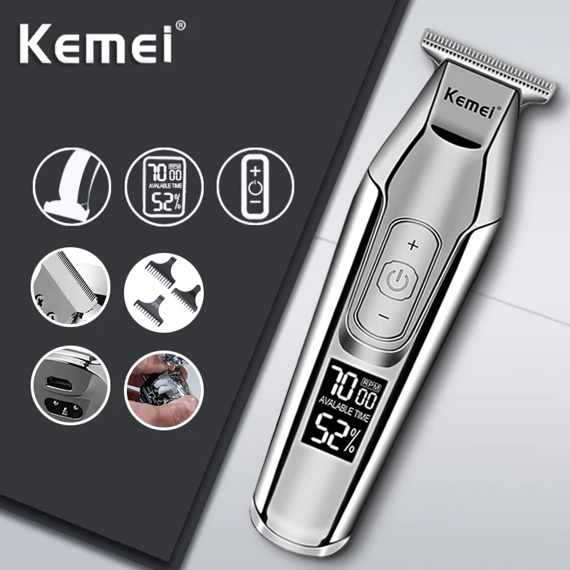 

Kemei Electric Hair Clipper for Men Professional Hair Trimmer Haircutter Hair Shaving Machine Cutting Barber Clippers Razor LCD