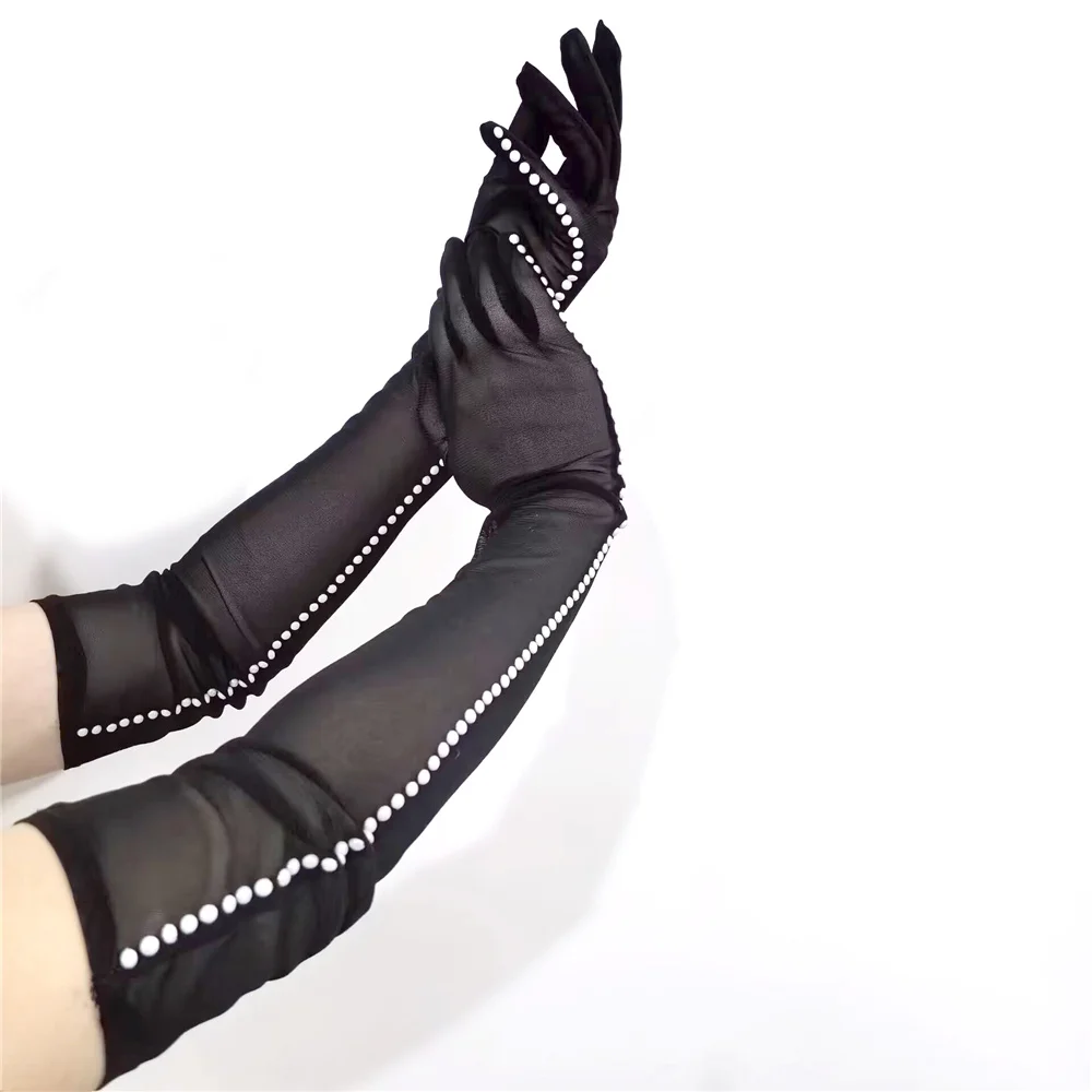 Элегантные дышащие женские перчатки для вождения длиной 52 см из сетки эластичные