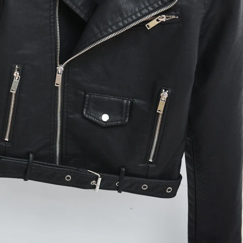 Women's leather jacket 2023 spring and autumn new short motorcycle suit small leather coat women's