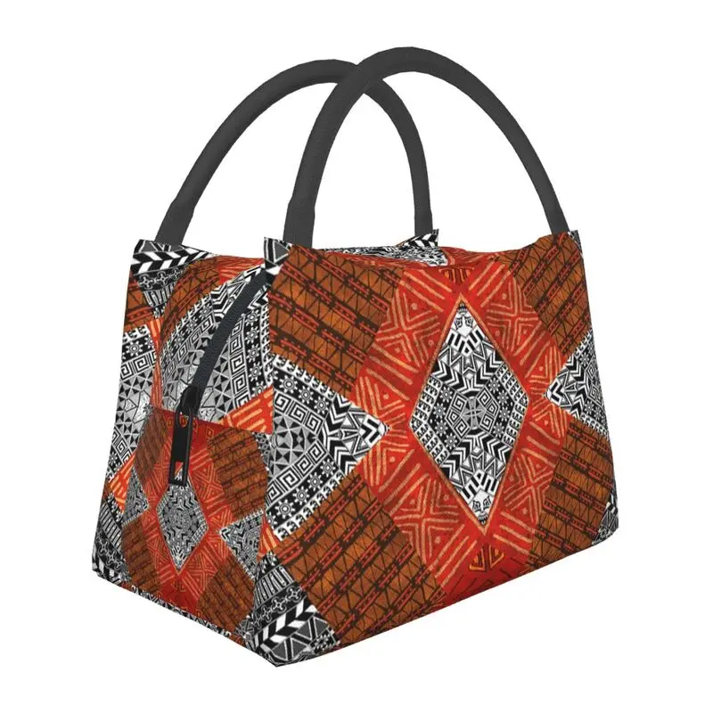 

Bold Vibrant Colorful Abstract Geometric Afrocentric Ethnic Pattern Portable Lunch Boxes Cooler Thermal Food Insulated Lunch Bag