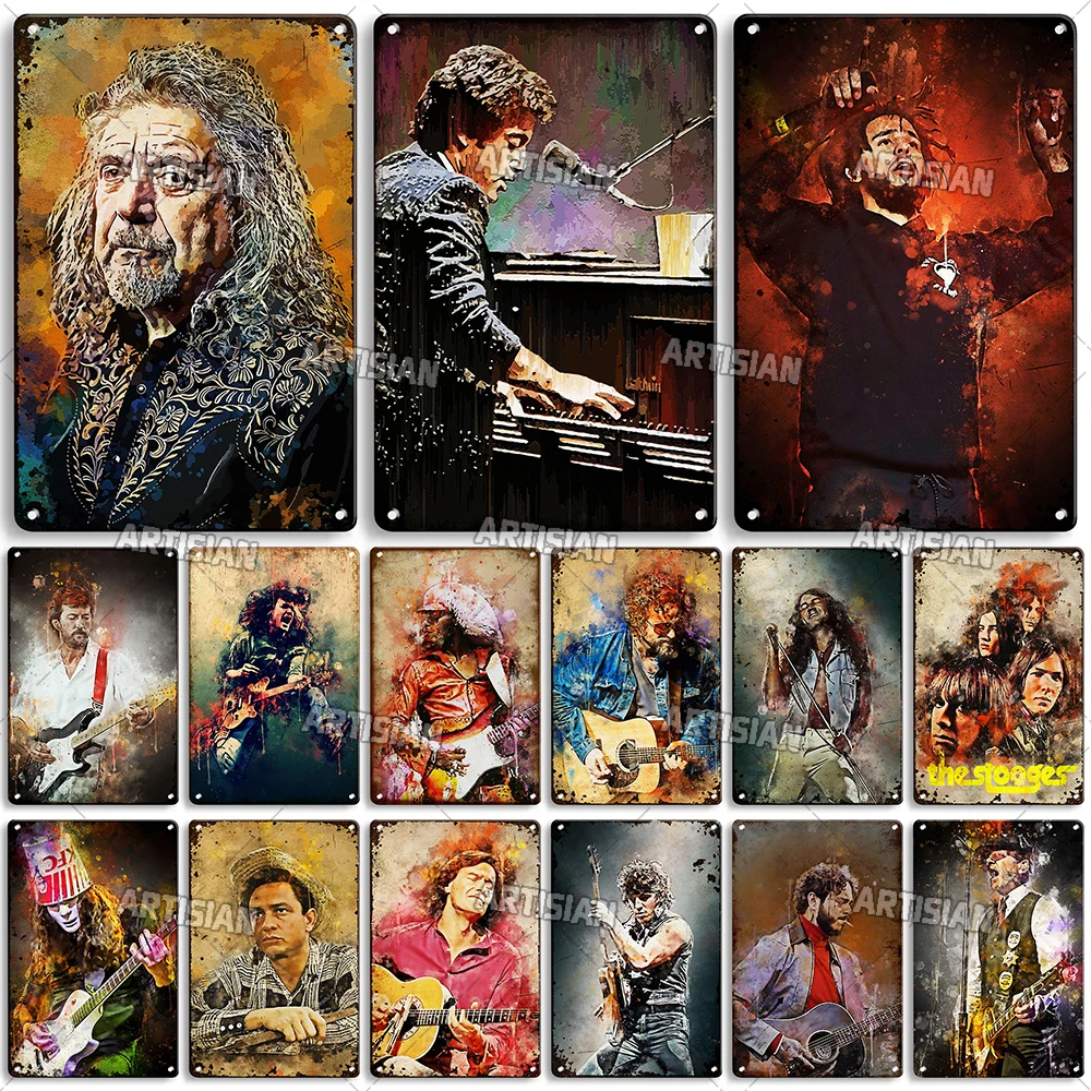 

Артизийский ржавый музыкальный металлический постер декоративная пластина состаренная Акварельная живопись металлический знак настенны...