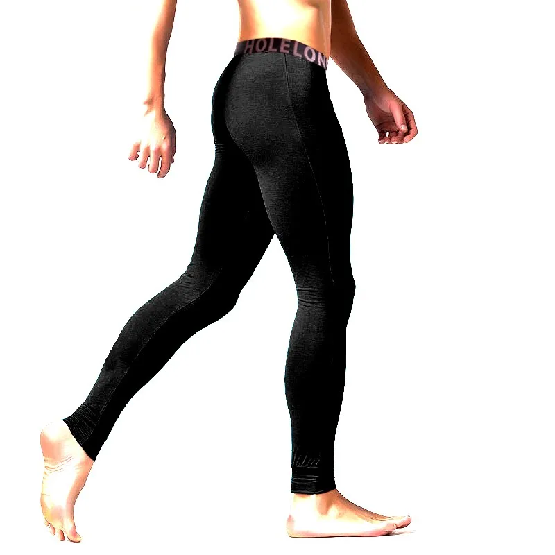 Men's Warm Pants Modal Long-Line Sexy Pants Bullet Separation Long Pants Scrotum Bag with Hole Penis Underwear Basic Legging Men