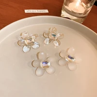 quality resin flower dangle earring for women silver needle cubic zirconia simple design drop earrings 2022 fashion girl jewelry