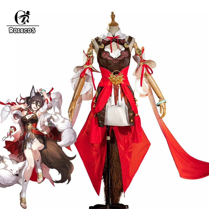 

ROLECOS Game Honkai Star Rail Tingyun Cosplay Costume Ancient Style Fox Design Women Dress Halloween Carnival Party Suit