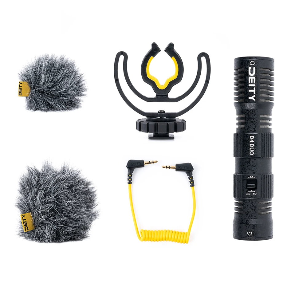 Микрофон кардиоидной направленности Deity V-Mic D4 Duo Dual Head Shotgun с беспроводной функцией для мобильных устройств DSLR, видео на YouTube и прямой трансляции.