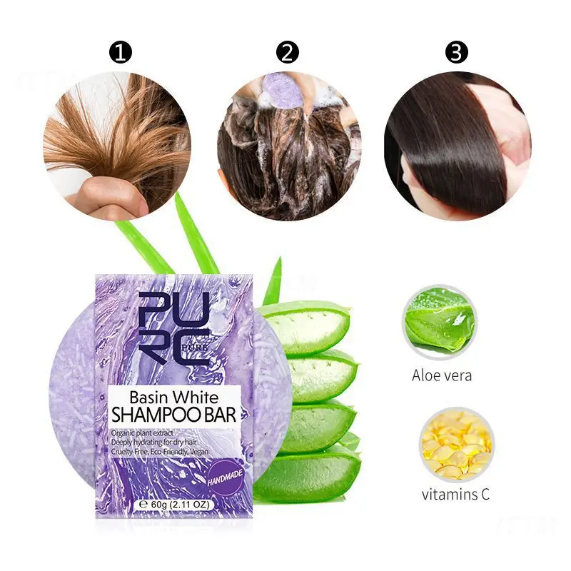 

PURC Shampoo Bar Soap No Chemicals Vegan Cold Processed Antidandruff Refreshing Natural Hair-Care Organic Handmade Extract TSLM1