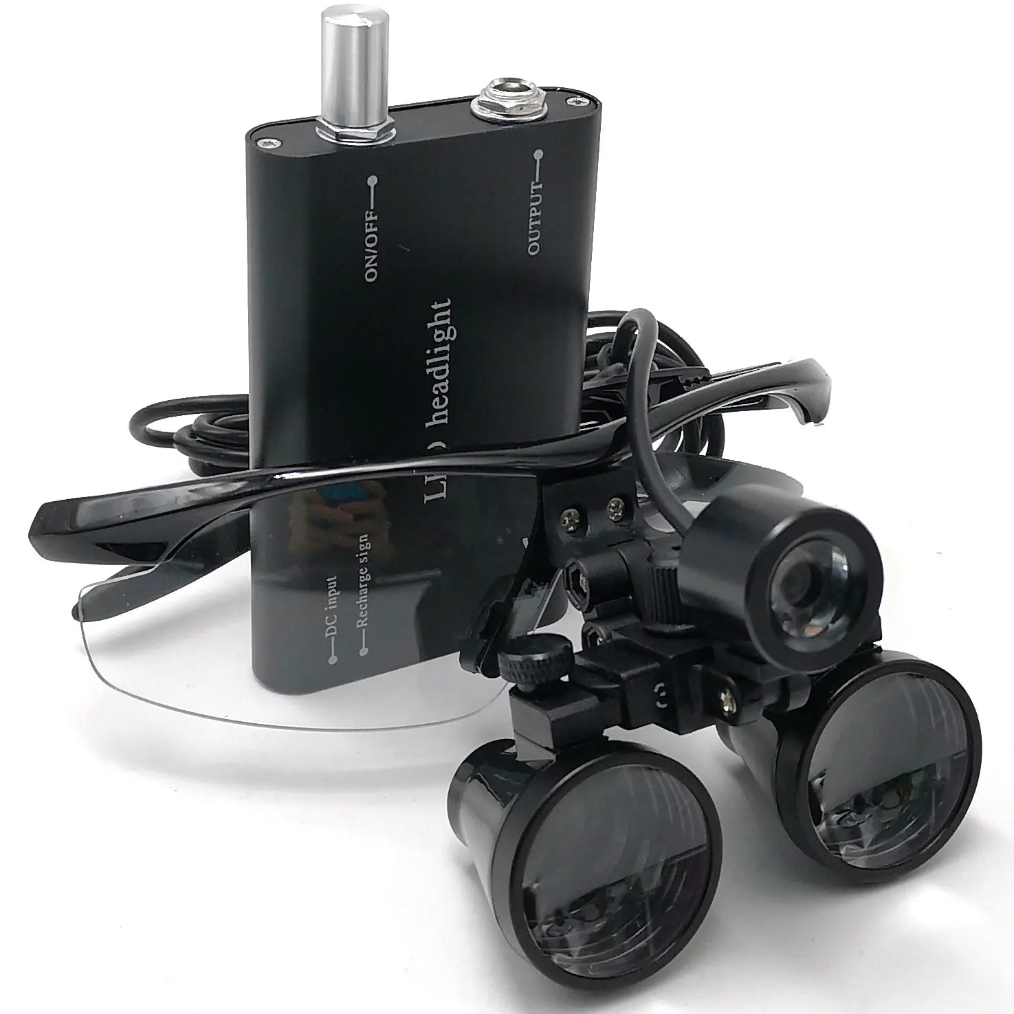 

Dental 3.5X-420mm Binocular Loupes Glasses Magnifier With 3W LED Light Optical Cloth Case