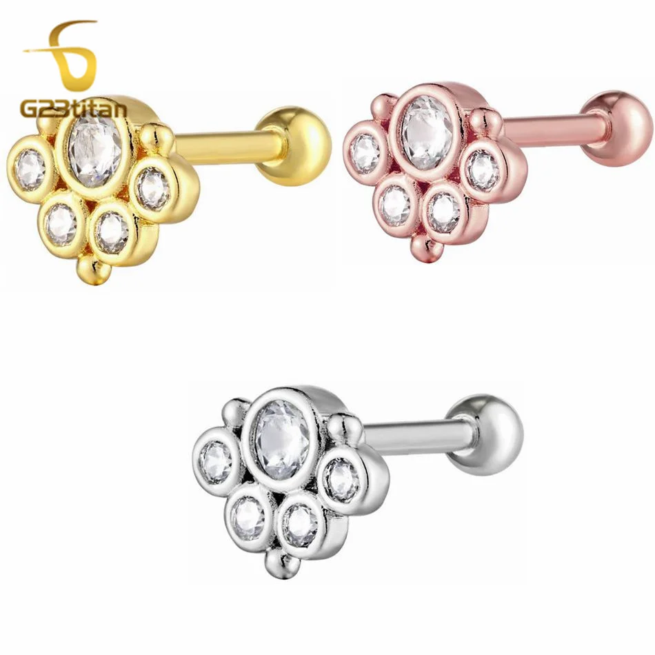 Серьги-гвоздики G23titan из титановой стали в форме медвежьей лапы ювелирные