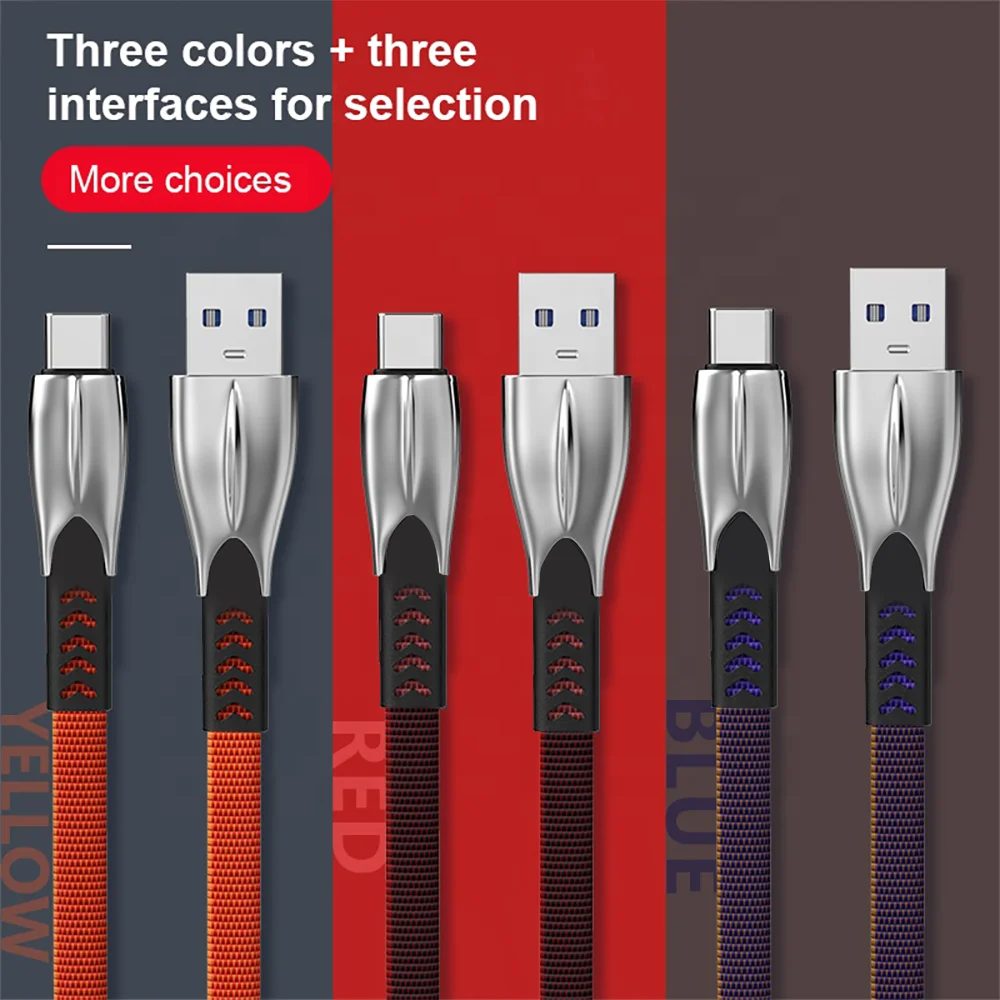 Zinc Alloy 5A40W Fast Charging Cable Type C USB Micro Cable for Samsung Xiaomi Huawei Mobile Phone Accessories Charger USB Cable