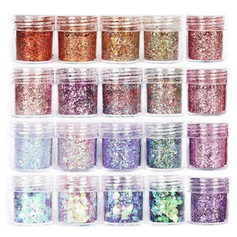 

20Bottles Nail Art Sequins Resin Shinning Filling Flash Glitter Powder UV Crystal Epoxy Resin Filler Pigment Decorations