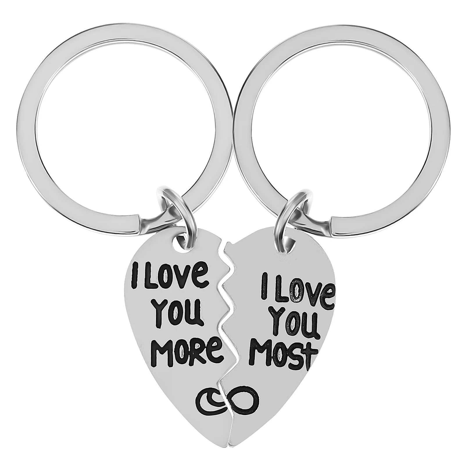 

1 Pair Heart-shaped Puzzle Key Chains I Love You Most/More Couple Keychains for Valentine's Day Birthday Gifts