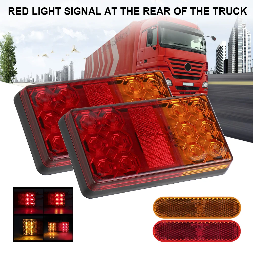 

1 пара, задний светодиодный фонасветильник для прицепа, грузовика, фургона, 12 светодиодов