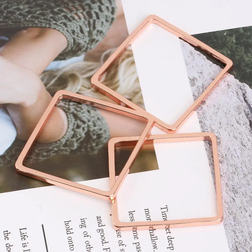 DoreenBeads Модные цинковый сплав разъемы квадратный Геометрический стиль розовое