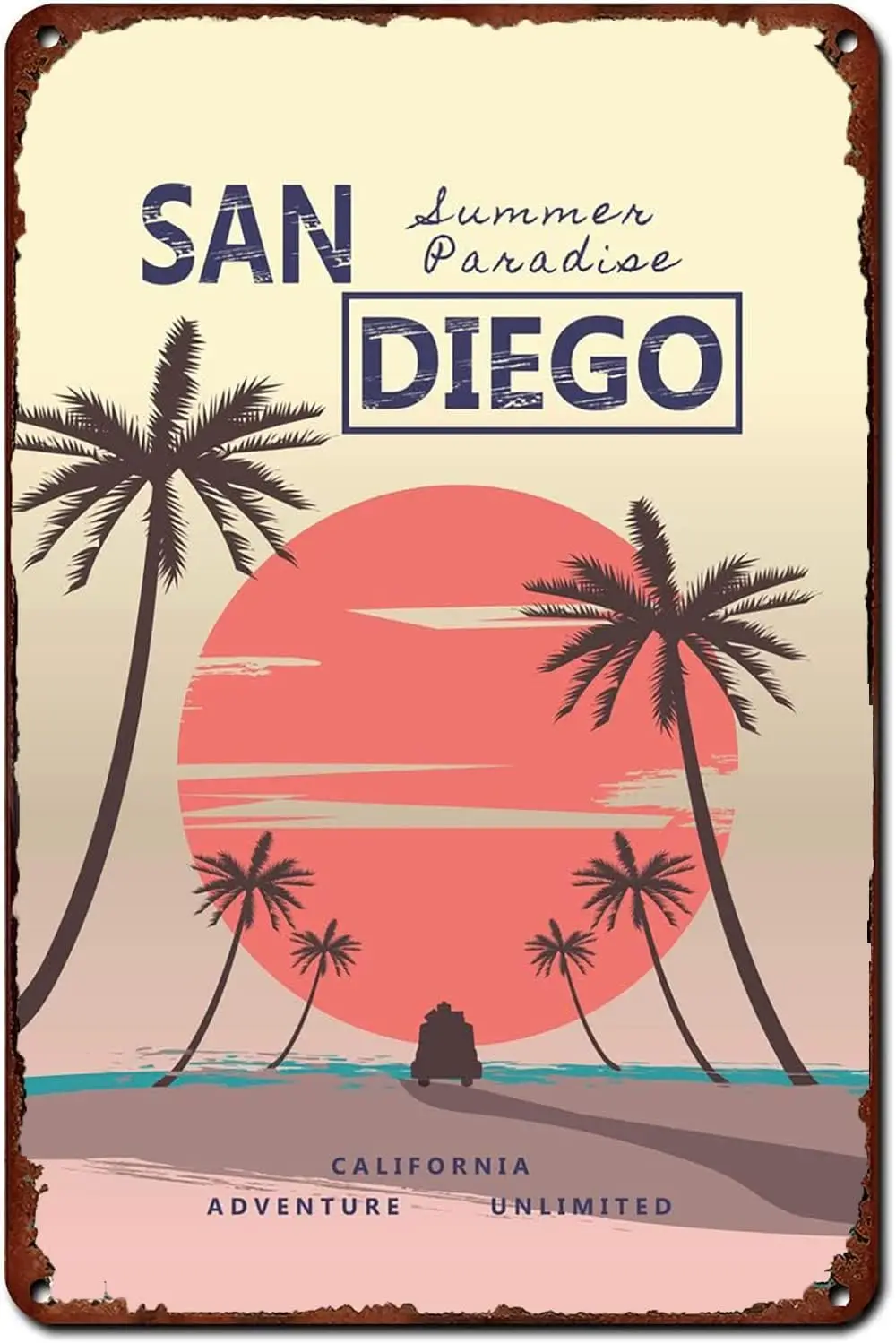 Лето Tn Sgn Sn Dego Clforn Summer Decor Ретро Trel Cool Wll rt Tntng для Cfe Br Gym Room Broom Ktchen Home Decorto