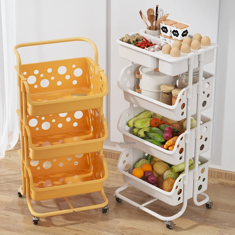 

Floor-standing Kitchen Trolley Multi-layer Vegetable Toy Snacks Spice Storage Rack Household Kitchen Island Movable Storage Cart