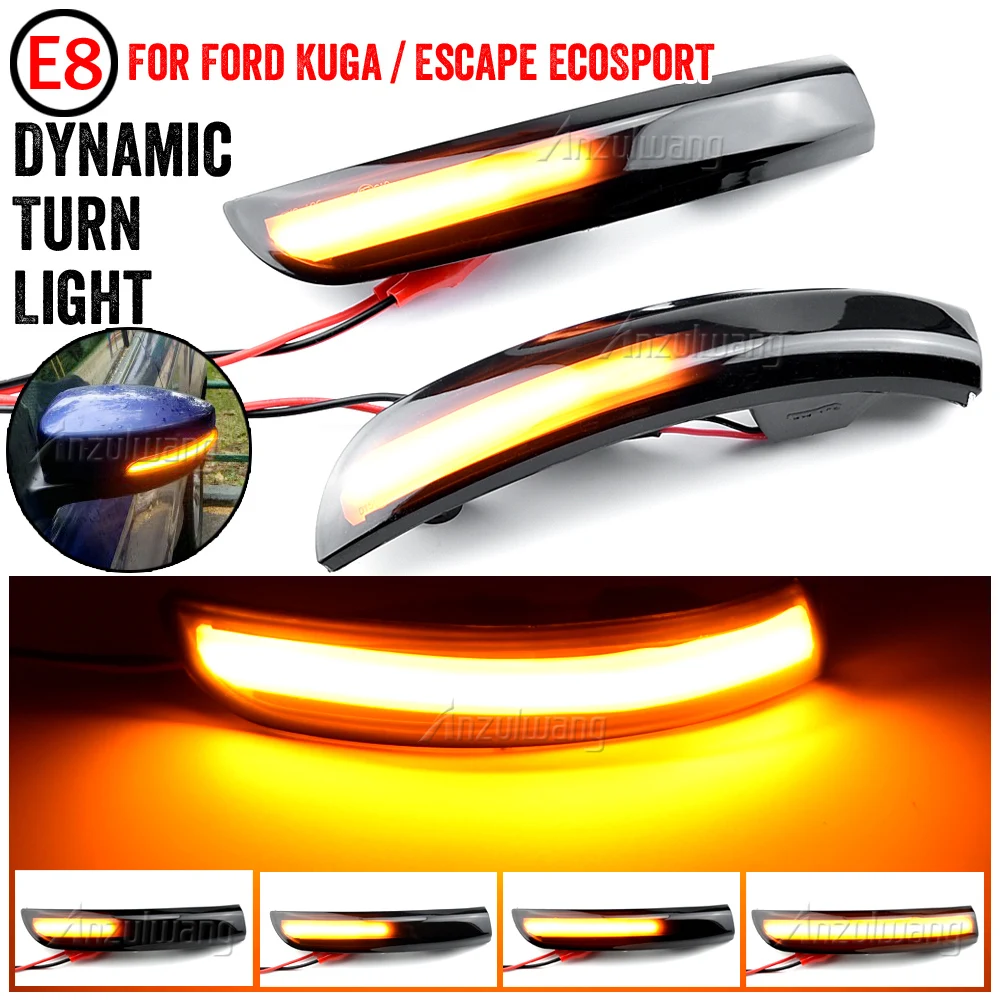 

2X For Ford Kuga Escape C520 EcoSport 13-18 Focus 3 MK3 SE ST RS US LED Dynamic Turn Signal Light Side Mirror Indicator Blinker