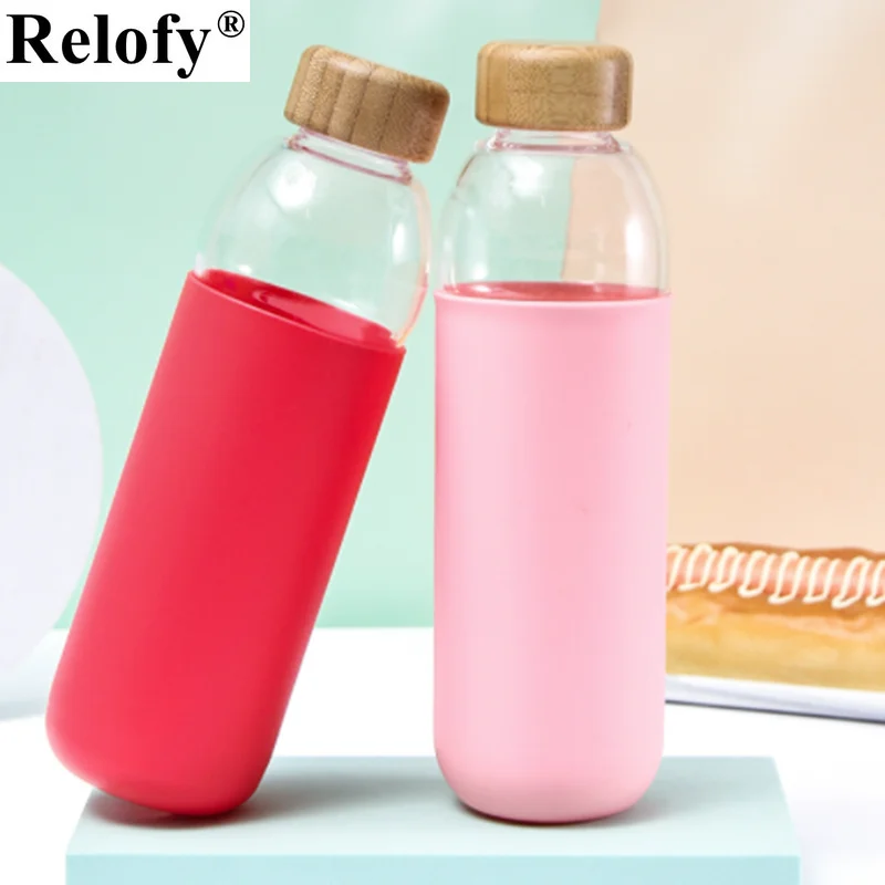 

Портативная стеклянная бутылка для воды с двойными стенками и деревянной крышкой, 550 мл