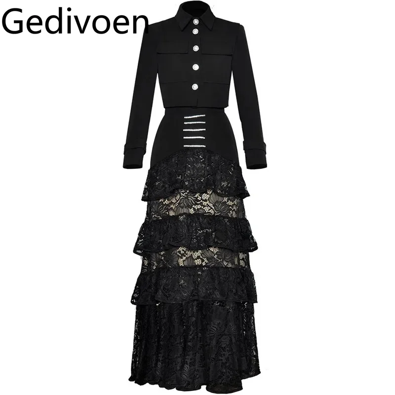 Gedivoen женский модный костюм с отложным воротником однобортное короткое пальто