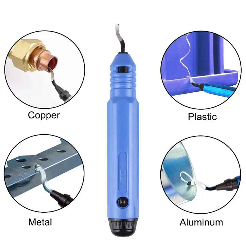 

Набор инструментов для удаления заусенцев, стальная ручка для удаления заусенцев, противоскользящая ручка с 10 дополнительными головками д...