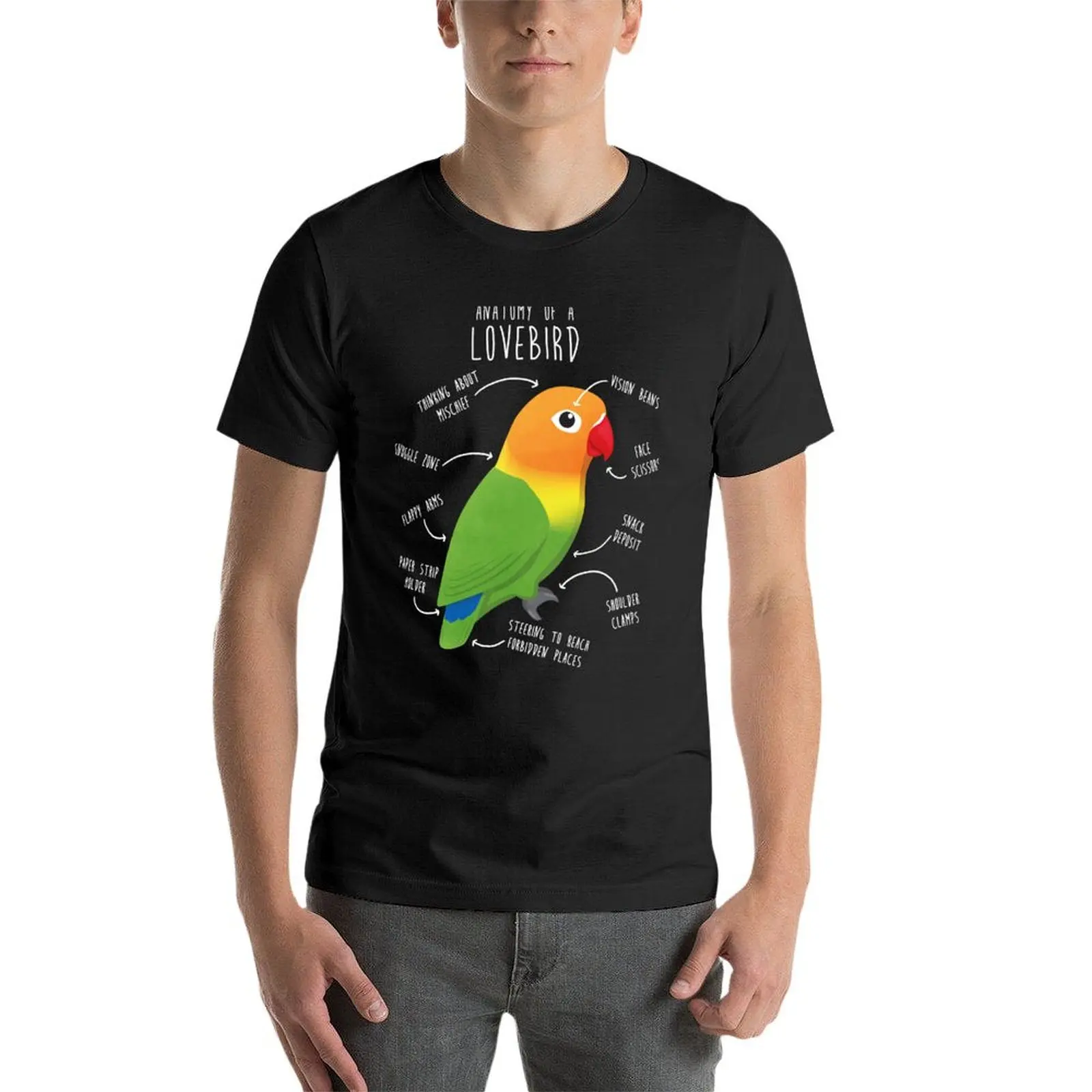 Футболка с изображением рыбьего попугая анатомии черного цвета кавайная одежда