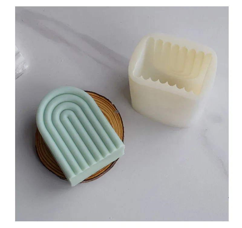 DIY Rainbow Striped Arch Candle Silicone Mold Crystal Drop Glue Aromatherapy Decoration Mould Geometric Plaster