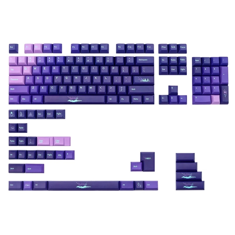 

Колпачки для клавиш KCA с профилем, 139 клавиш, клавиши PBT DYE-SUB Borealis для GK61/64/68/84/980, механическая клавиатура фиолетового цвета