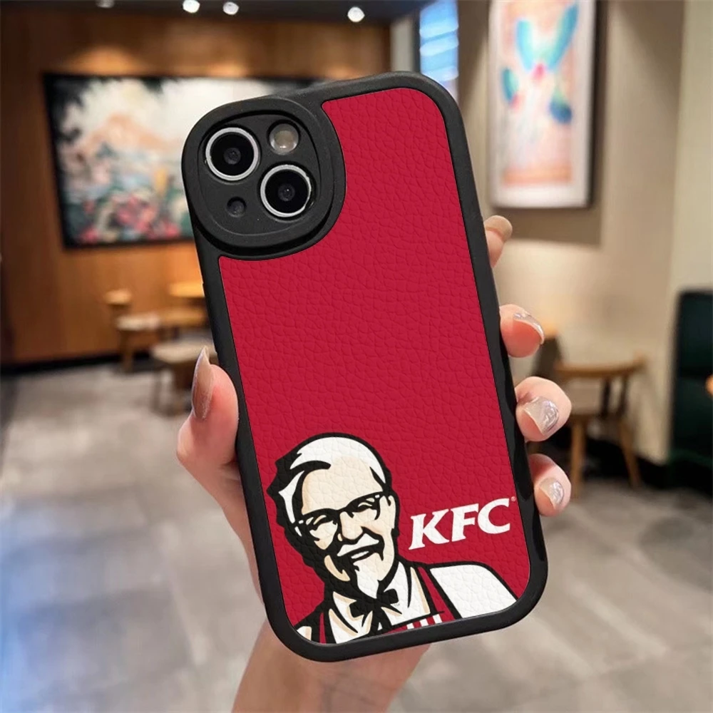 Fashion Grandpa KFC Logo Phone Case For Iphone 16 15 14 Pro Max 13 12 11 Mini Xs Puls Lambskin Silicone Cover