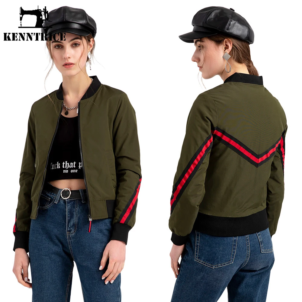 Kenntrice 2022 Spring Autumn Women Fashion Cotton Coat Streetwear Long Sleeves Short Lady Outerwear Windproof Thin Bomber Jacket