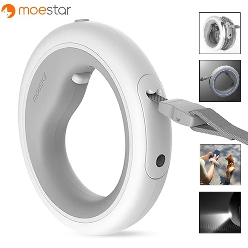 

New 2021 Updated MOESTAR Retractable Pet Leash Ring Flexible 3.0m Dog Traction Rope Pet Collar LED Night Light Walk Out Rope