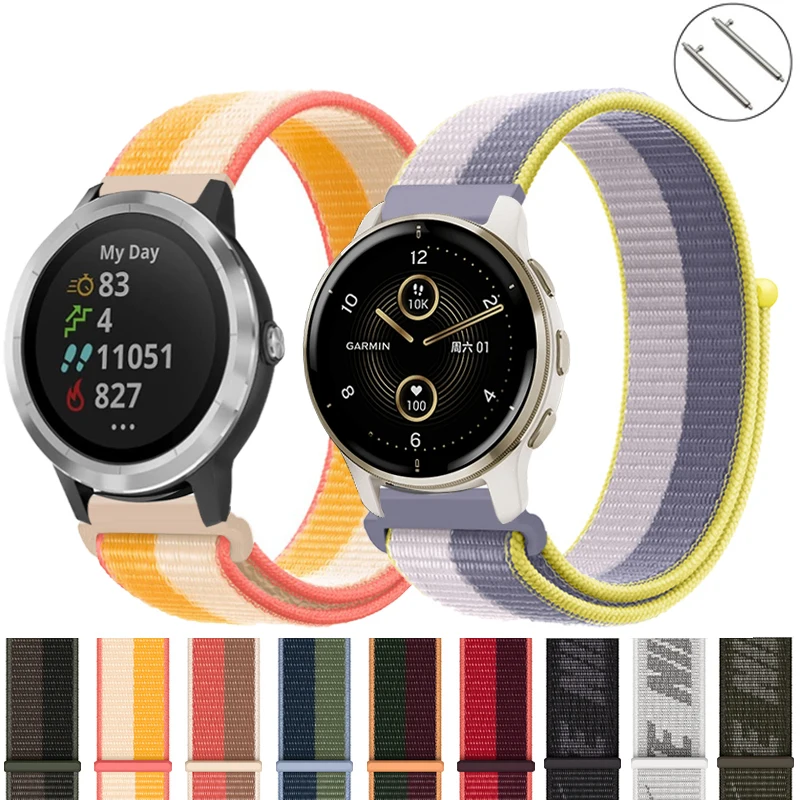 

Ремешок нейлоновый для наручных часов Garmin vivoactive 3, 20 мм 22 мм, браслет для часов CAME 2 2s SQ Forerunner 645, браслет для наручных часов Garmin Vivoactive 4