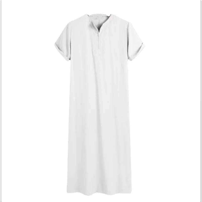 New Muslim Robes Middle East Arab Dubai Malaysia Men's Shirt Zipper Muslim Robes Spring and Summer Jubba Thobe Abaya Man