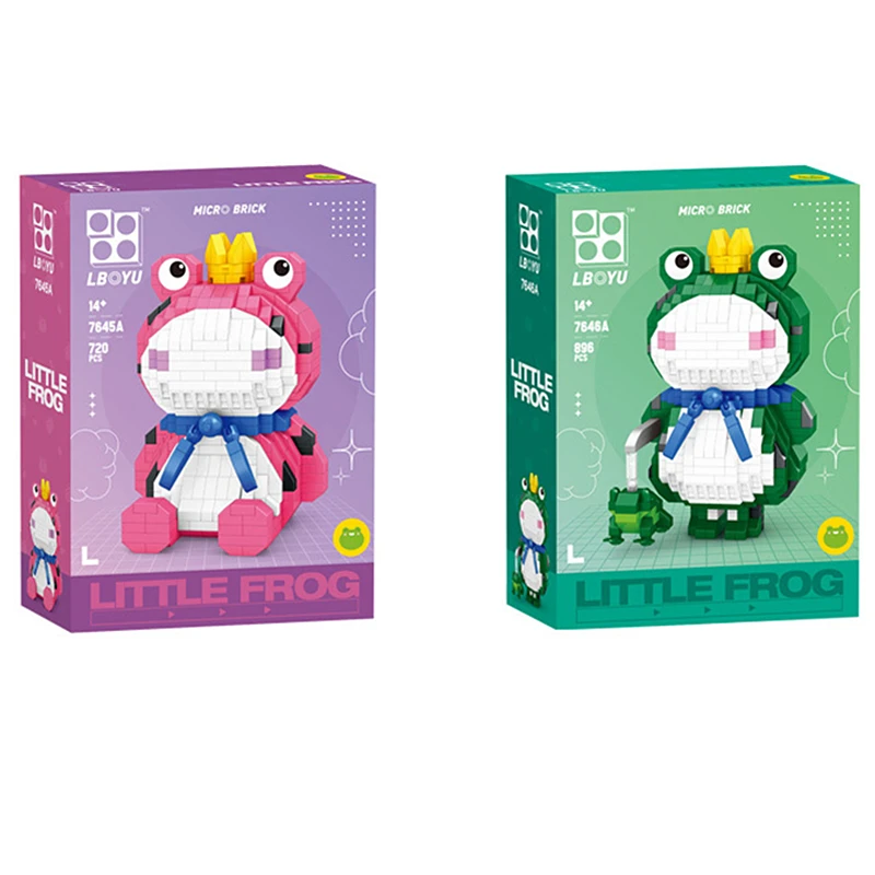 7645A-7646A Новый конструктор в виде мультяшной лягушки забавные микрочастицы